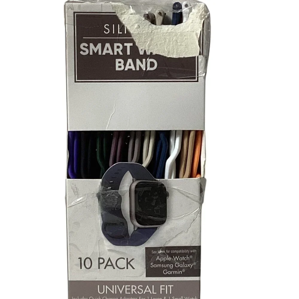 10 Universal Silicone Smart Watch Bands, 10 Colorful, Adjustable Silicone Bands